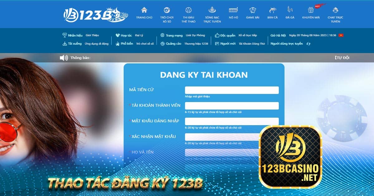 Thao tác đăng ký 123b 