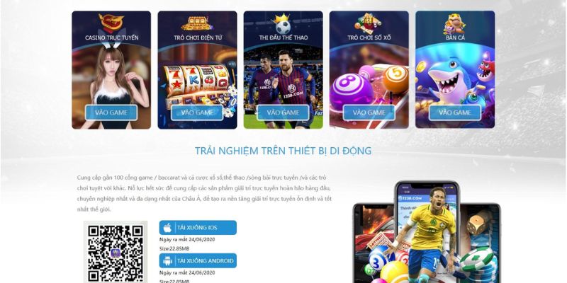 Người chơi chọn mục tải app 123B cho Android tại giao diện chính